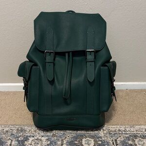 Coach Dark Green Leather Backpack